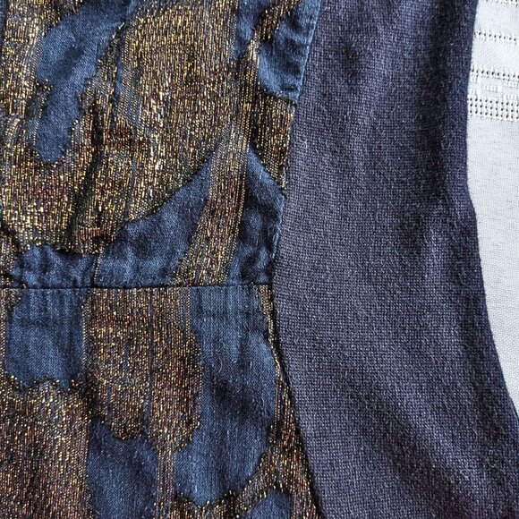 Urban Outfitters STARING AT STARS Navy & Copper Lurex Bodycon Mini Dress Size M - Picture 2 of 8